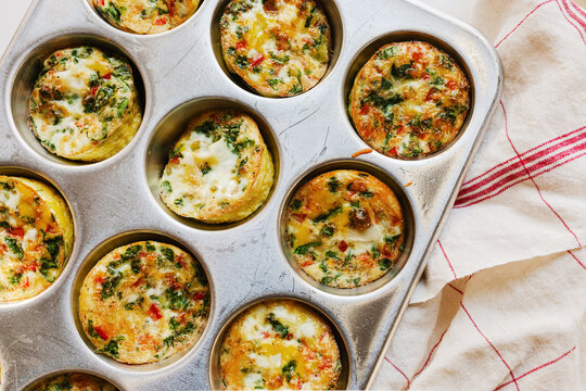 egg, vegetable, and cheese muffins