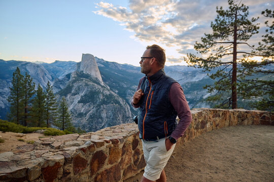 Tourist looks around Yosemite