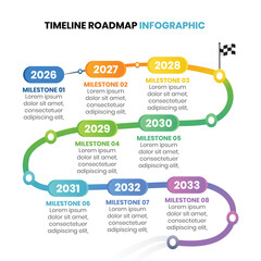 Timeline Roadmap Infographic Template, Business Project Milestone Timeline, Corporate Strategy Planning Roadmap Diagram
