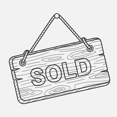 Fototapeta premium Wooden Sign with SOLD Text.