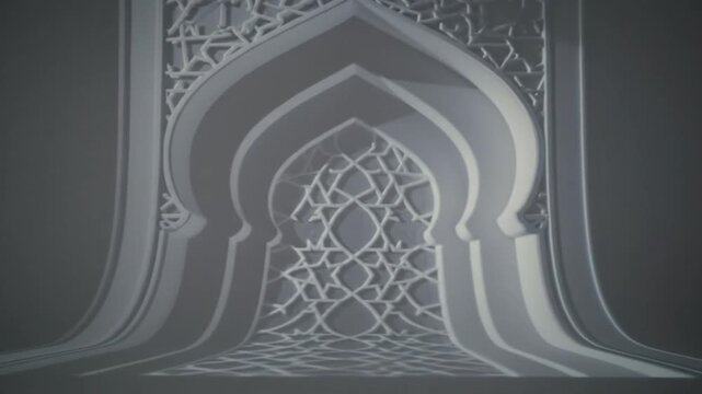 Elegant architectural design featuring intricate arches and detailed latticework in a serene setting for stylish interior or exterior application
