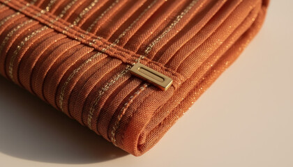 terracotta chiffon showing a delicate translucent weave pattern with subtle metallic threads