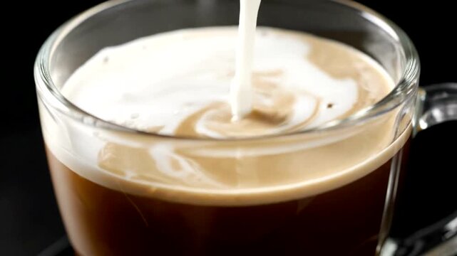 Coffee Creamer Being Poured into Cup.