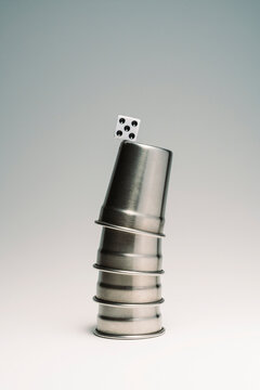 Dice on top of metal glass stack