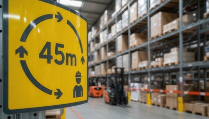 Warehouse Logistics: A Sign Indicating Operational Parameters Within the Storage Facility