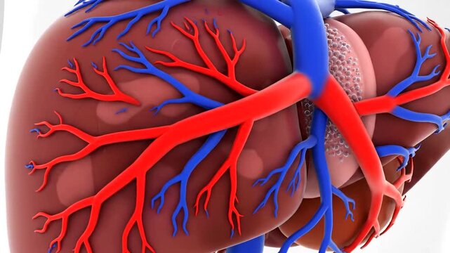 Human Kidney Anatomy with Blood Vessels.