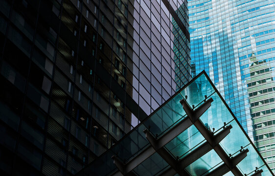 Urban Mirror: A Symphony of Light and Shadow on Skyscraper Facades.