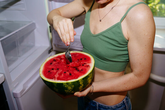 Watermelon in the hands of unknown