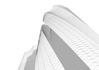 Fototapeta premium Architectural building abstract 3d illustration