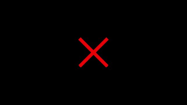 denied symbol motion graphic,stop sign red x motion graphic,rejected red cross overlay effect,negative decision cross icon animation.
