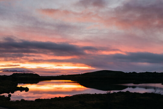 Sunset in Diamond Circle, Iceland