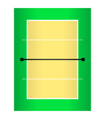 スポーツのバレーボールのコートを上からの視点で見たイラストで作戦図に使うイメージでグラデーションを付けてデザインしたベクターのグラフィックの素材