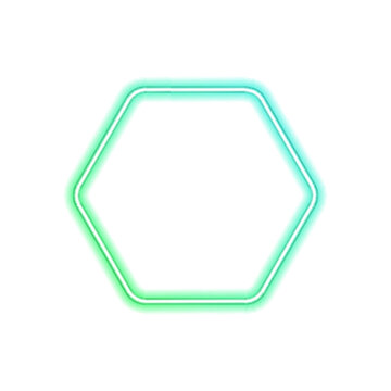 PNG glowing hexagonal frame with soft green neon glow. Luminous edges create futuristic depth. Perfect for invitation cards and flyers.