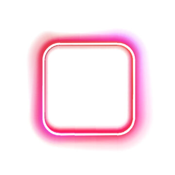 PNG glowing square with gradient neon lights in pink and magenta. Sharp luminous edges enhance futuristic aesthetic. Perfect for banners.