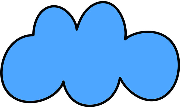 Cute Doodle Style Cloud Icon Flat Cartoon Vector Illustration