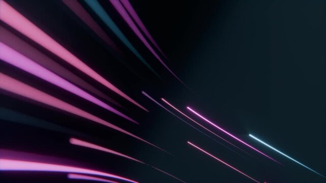 Cyberpunk Light Trails Emerging from Floor and Zooming to Viewer