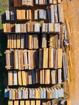 Aerial View of Construction Scaffolding Storage Yard