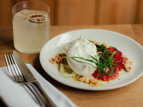 Burrata with blood orange