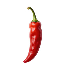 Close up of a vibrant red chili pepper against a white background
