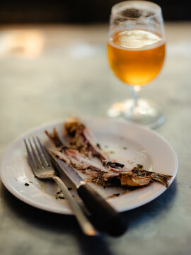 Fish bones on a plate