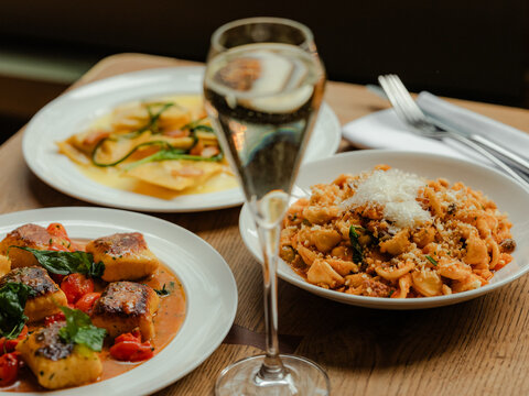 A set of three pasta dishes 
