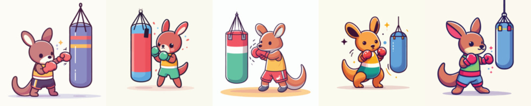 cute kangaroo vector boxing training