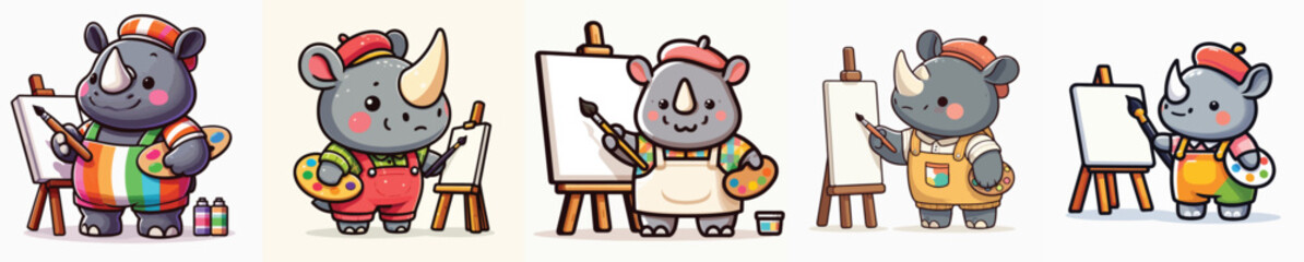 cute rhino vector painting on canvas © sarah16blakeyxh2
