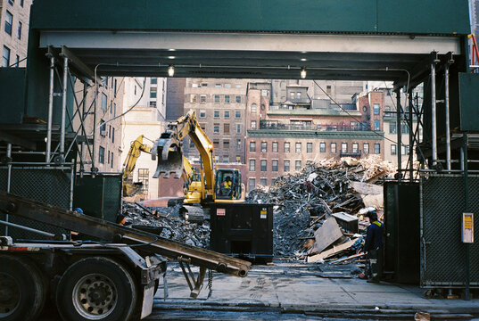 Construction Site with Excavators in New York City