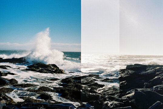 Ocean with Crashing Wave Accidental 35mm Film Double Exposure