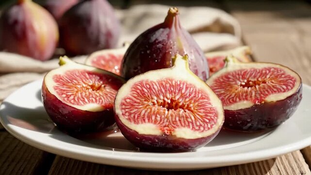 Halved figs on a plate