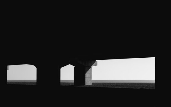 Geometric Viewport: A Framed Seascape in Black and White Minimalism.