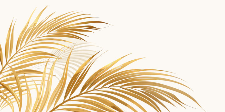 Elegant golden palm leaves illustration, vector
