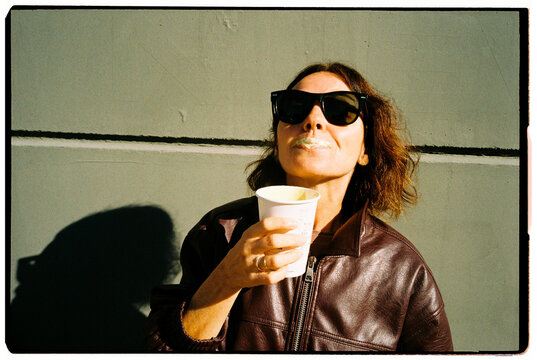 Woman with coffee mustache