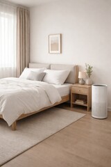 Fototapeta premium Minimalist cozy bedroom interior