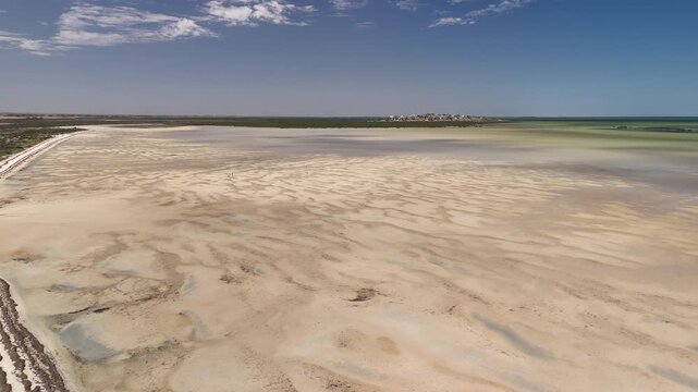 Telowie Beach, South Australia Coastline &ndash; 4K aerial drone footage of remote shoreline, salt flats, sandy tidal zones and low coastal vegetation near the Princes Highway along Spencer Gulf.