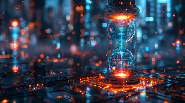 A cyber hourglass object designed for the city of the future