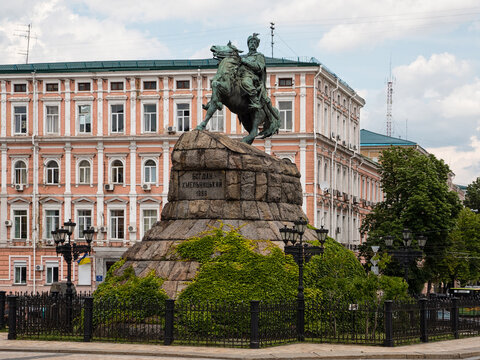 KYIV, UKRAINE -  JUNE 10, 2016:  Bohdan Khmelnytsky Monument in Sophia Square