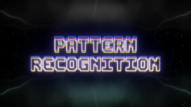 Pattern Recognition Neon text with retro background
