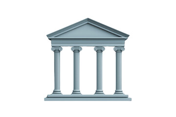 Obraz premium Grecian architectural facade presenting four ionic columns supporting a triangular pediment. Featuring classical design on a transparent background