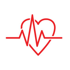Red heartbeat line art forming a heart shape simple design