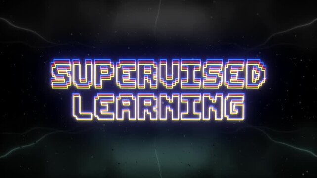 Supervised Learning Neon text with retro background