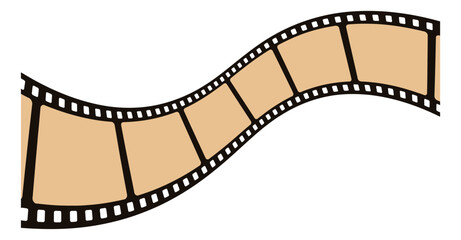 Graphic illustration of a film strip depicting a dynamic curve for cinema and media