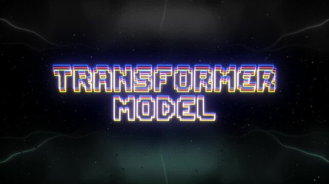 Transformer Model Neon text with retro background