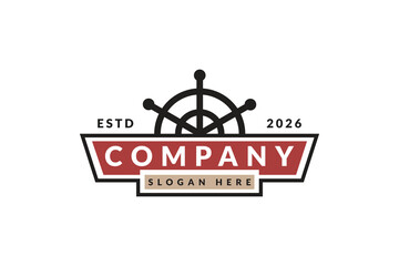 Vintage badges with steering wheel designs. Vintage signs, retro premium badges, and vector emblem logo frames.