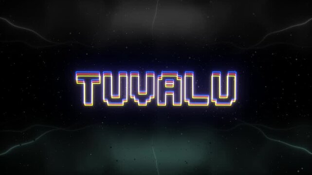 Tuvalu Neon text with retro background