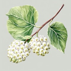 Beautiful illustration of fresh berries and green leaves on a branch showcasing nature's bounty and vibrant colors