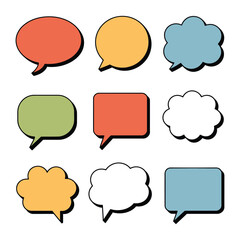 Colorful Conversation Bubbles: A collection of various colorful speech bubbles. Each one ready to convey a unique thought, idea or expression.