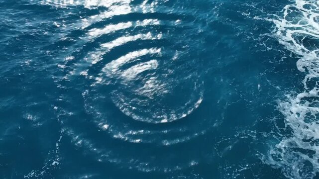 Ripples on the ocean surface captured from above, showcasing the dynamic movement of water waves in a serene natural environment