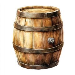 Wooden barrel with metal fittings showcasing rustic charm and natural beauty in a traditional design for storage or decor