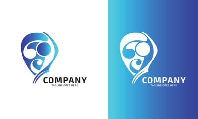 Company logo layout with gradient colors